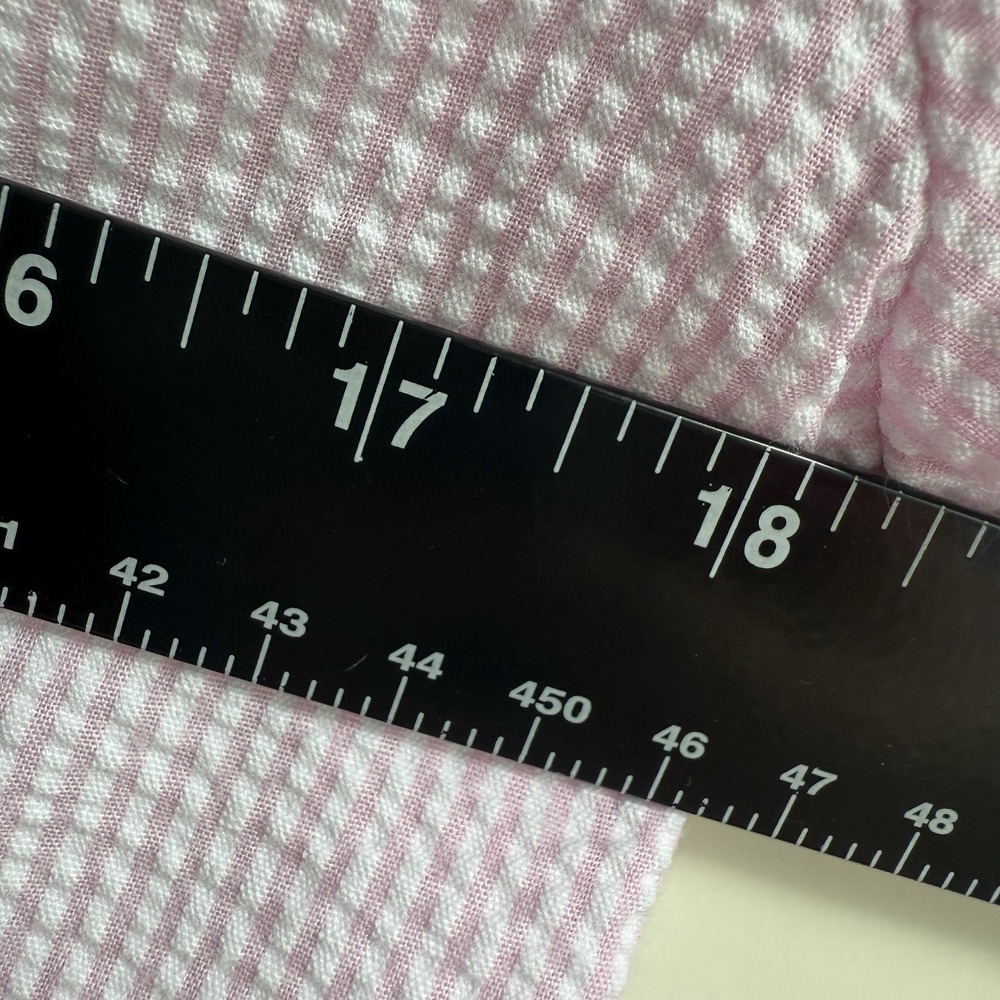 Finley Seersucker Classic Pink Blouse Shirt Open Neck‎ Womens Small Long Sleeve - Picture 8 of 9